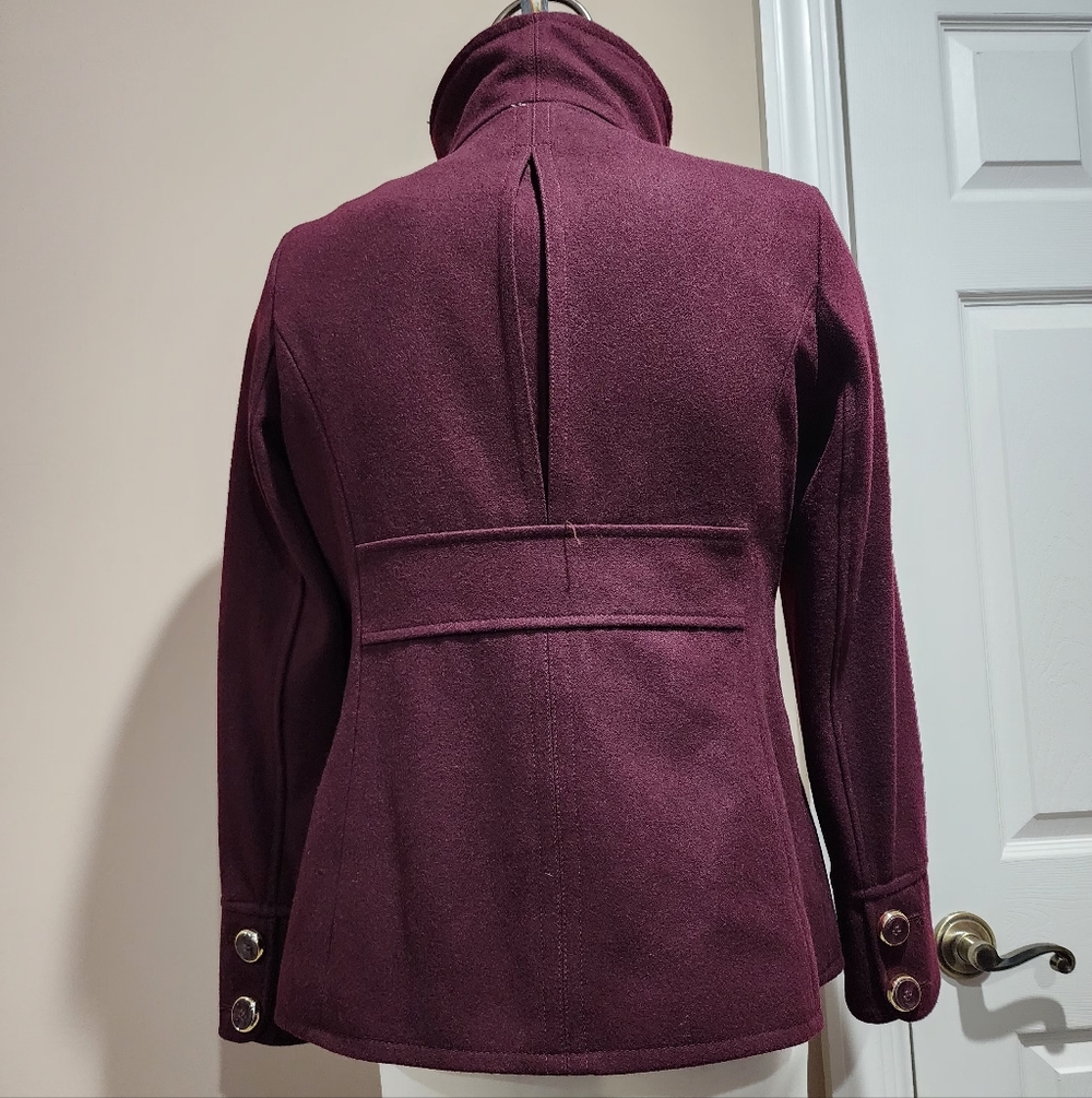 Kenneth Cole New York Double Breasted Funnel Collar Wool Blend Coat Size 14 - Picture 4 of 16